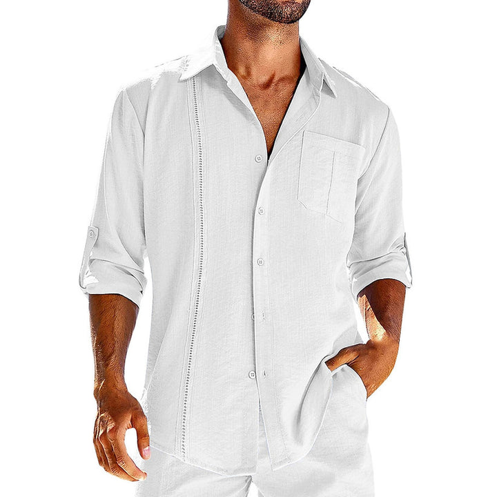 Men's Linen Cuban Collar Shirt – Relaxed Fit Summer Essential – White