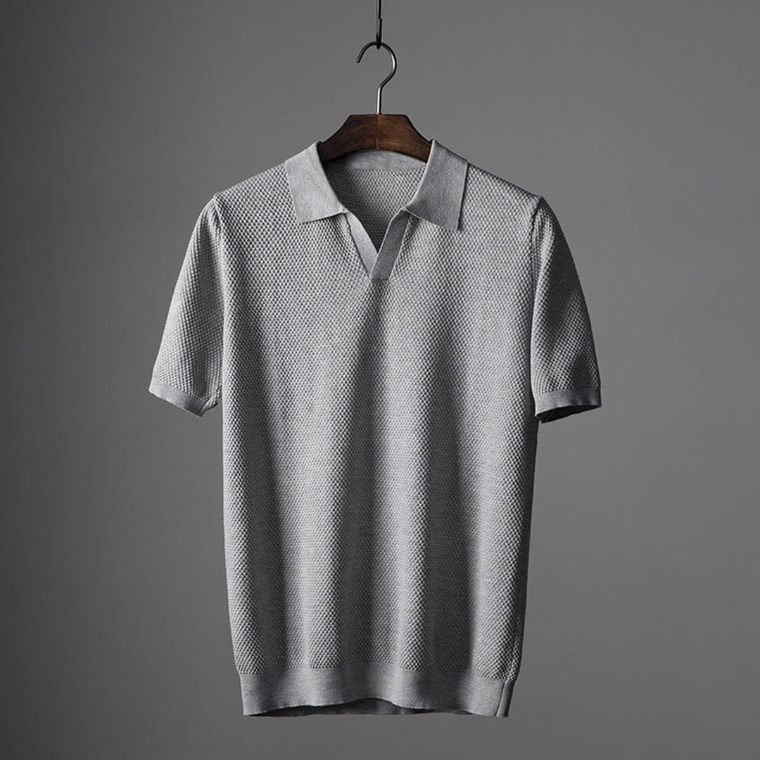 Men's Knitted Polo Shirt – Massimo Breathable Short Sleeve Top – view 3