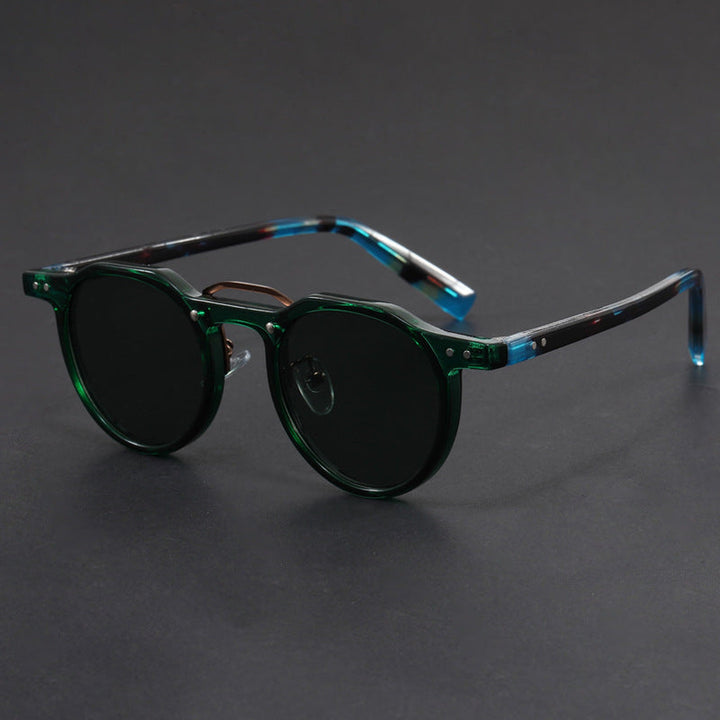 Unisex UV400 Sunglasses – Zenith Lightweight Retro Frames – Dark Green