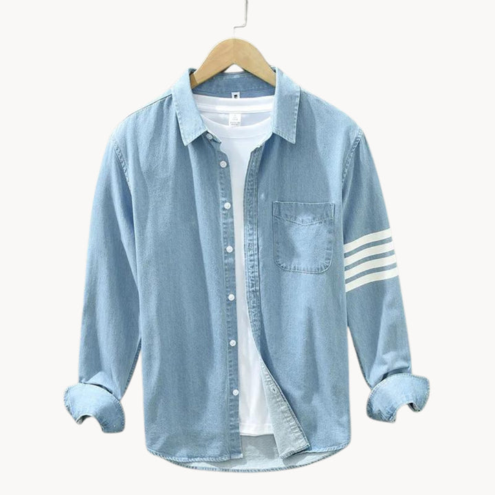 Men's Stretch Cotton Denim Shirt – Modern Fit Casual Layering – view 2