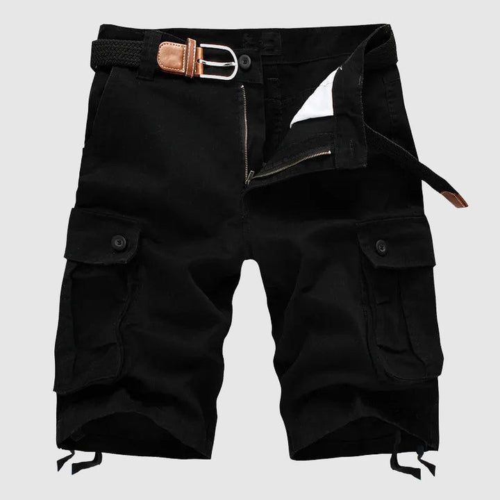 Men's Classic Cargo Shorts – Relaxed Multi-Pocket Cotton Shorts – Black