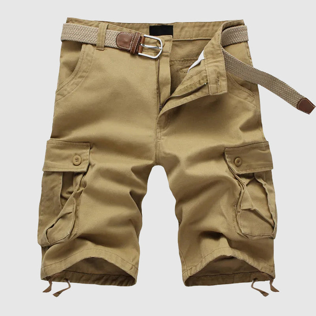 Men's Classic Cargo Shorts – Relaxed Multi-Pocket Cotton Shorts – Beige