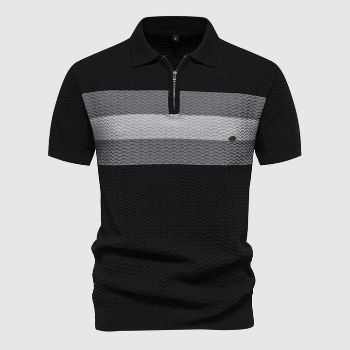 Men's Knitted Zip Polo Shirt – Breathable Short Sleeve Top – view 2