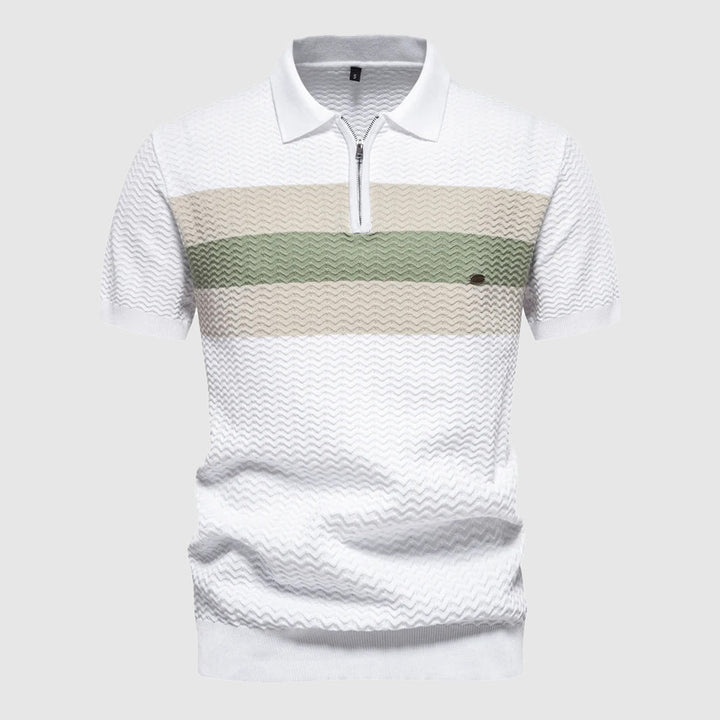 Men's Knitted Zip Polo Shirt – Breathable Short Sleeve Top – view 3