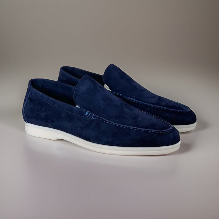 Men's Suede Loafers – Heritage Slip-On Smart Casual Shoes – Marine Blue