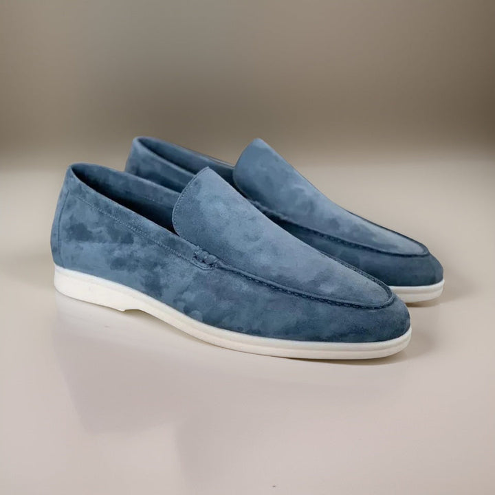 Men's Suede Loafers – Heritage Slip-On Smart Casual Shoes – Blue Grey