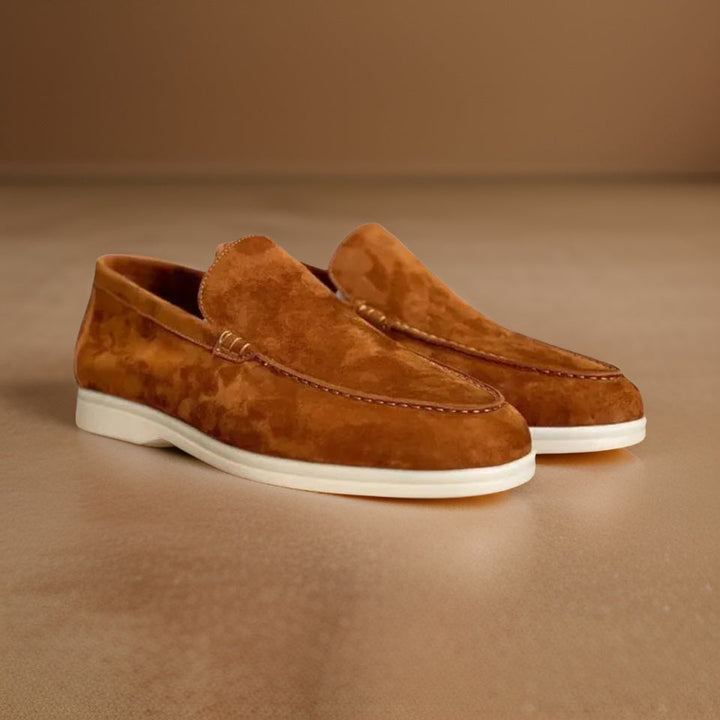 Men's Suede Loafers – Heritage Slip-On Smart Casual Shoes – Caramel