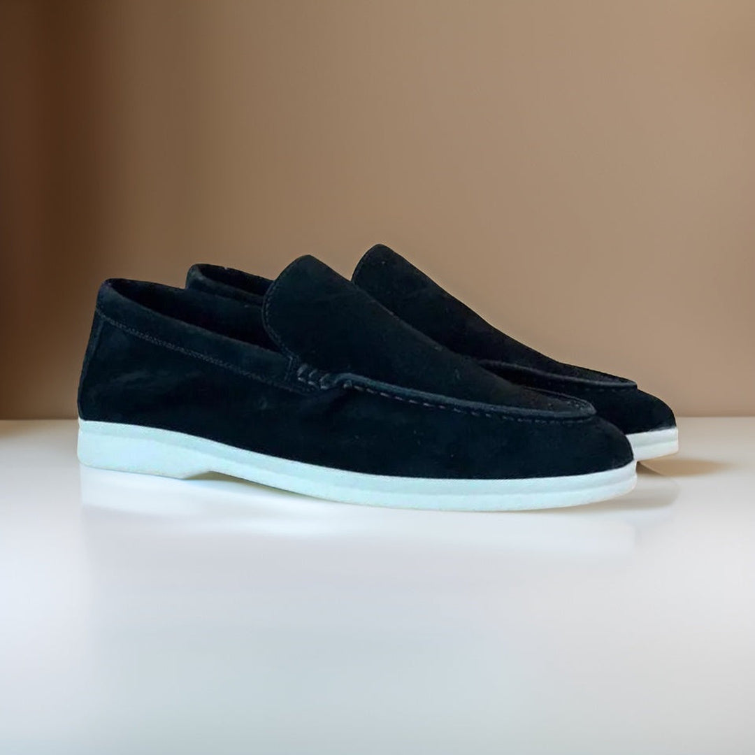 Men's Suede Loafers – Heritage Slip-On Smart Casual Shoes – Black