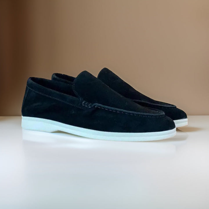 Men's Suede Loafers – Heritage Slip-On Smart Casual Shoes – Black