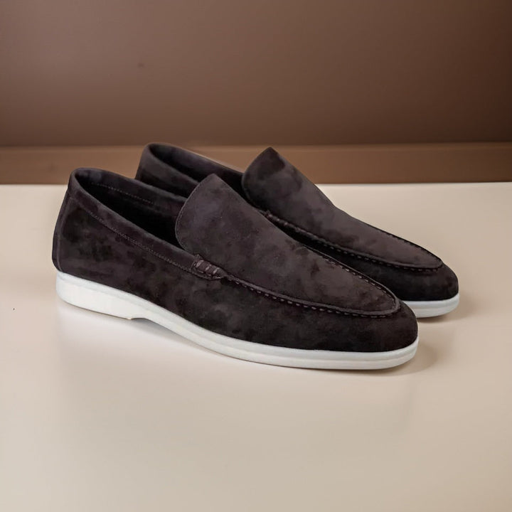 Men's Suede Loafers – Heritage Slip-On Smart Casual Shoes – Chocolate