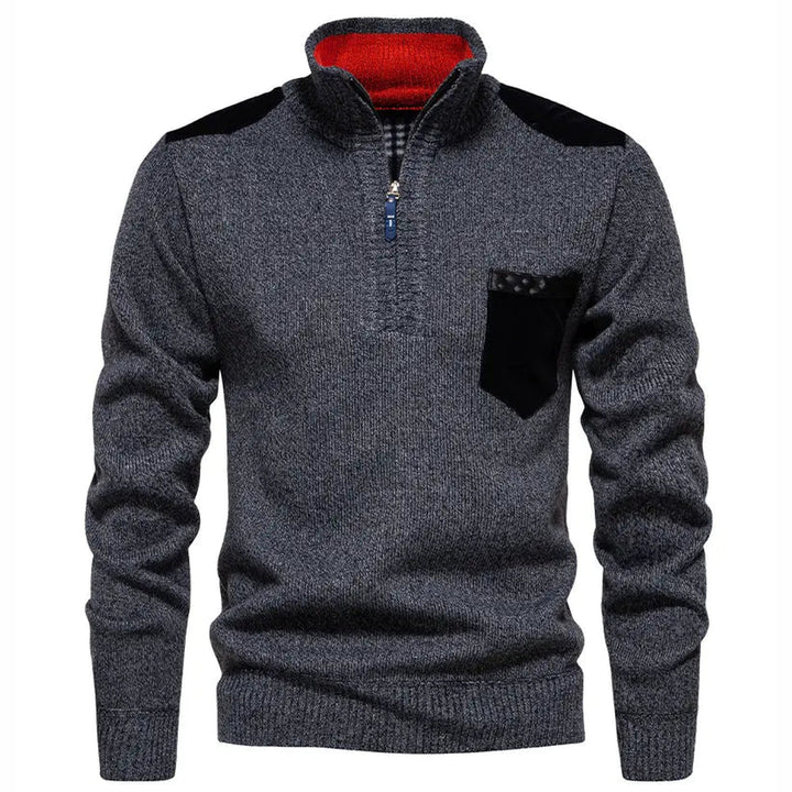 Alpine Men's Half-Zip Knit Jumper – Warm Layering Essential – Dark Grey