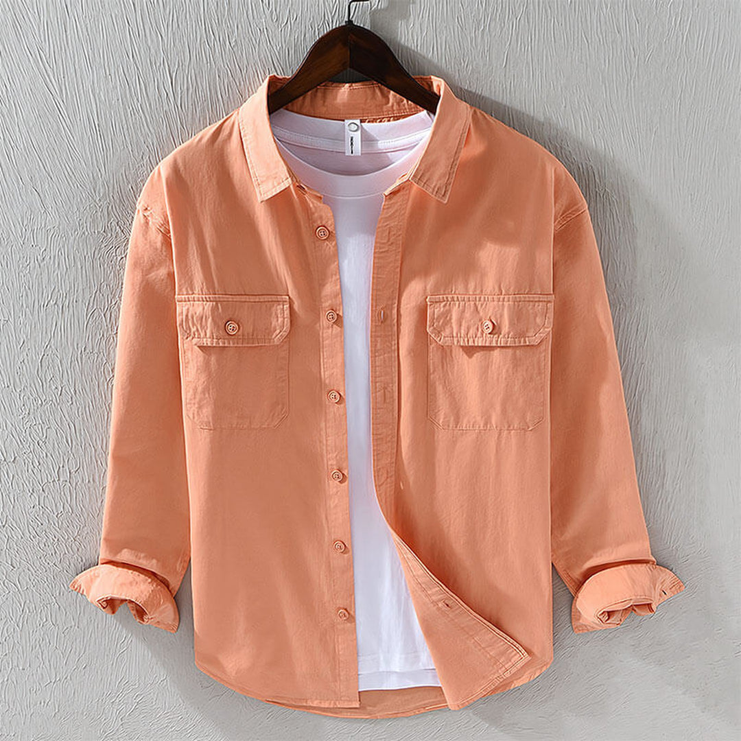 Men's Cotton Button-Down Shirt – Lisbon Relaxed Everyday Layer – view 2