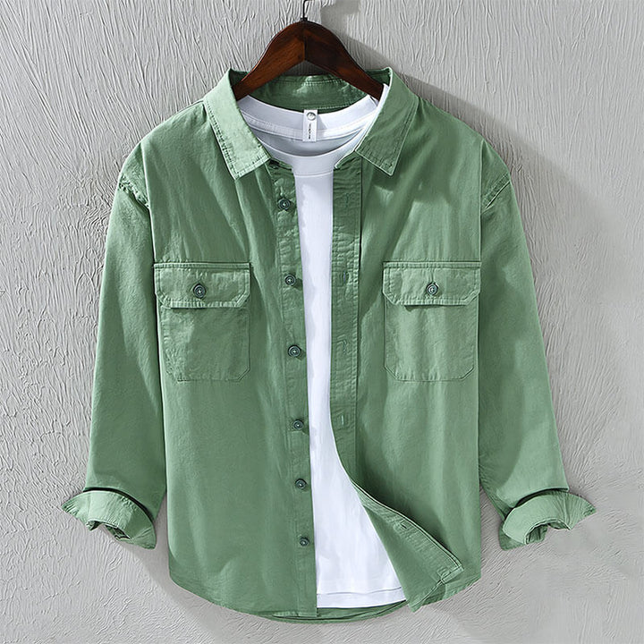 Men's Cotton Button-Down Shirt – Lisbon Relaxed Everyday Layer – view 4