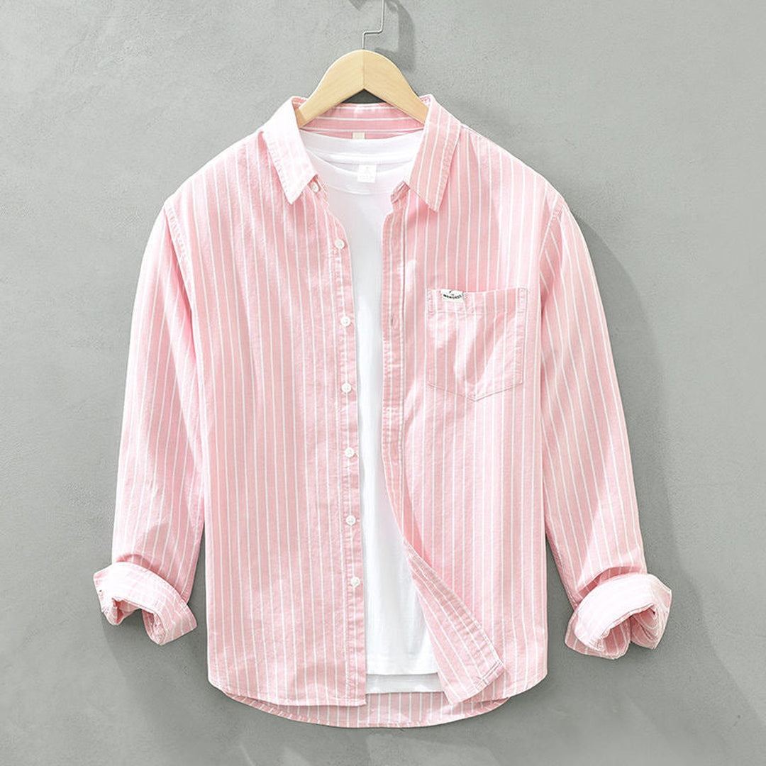 Men's Striped Linen Shirt – Breton Maritime Summer Style – view 4