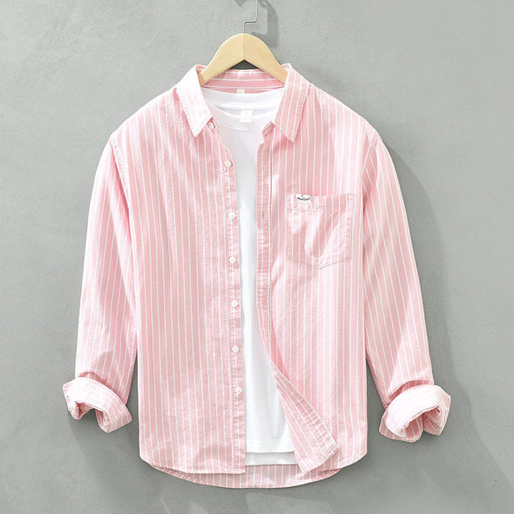 Men's Striped Linen Shirt – Breton Maritime Summer Style – view 4