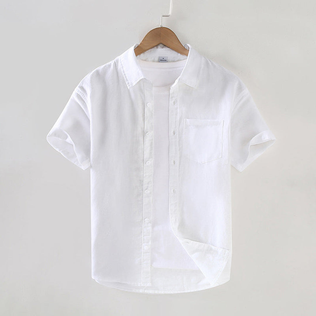 Men's Matteo Linen Short Sleeve Shirt – Summer Smart Casual – Raw Jute