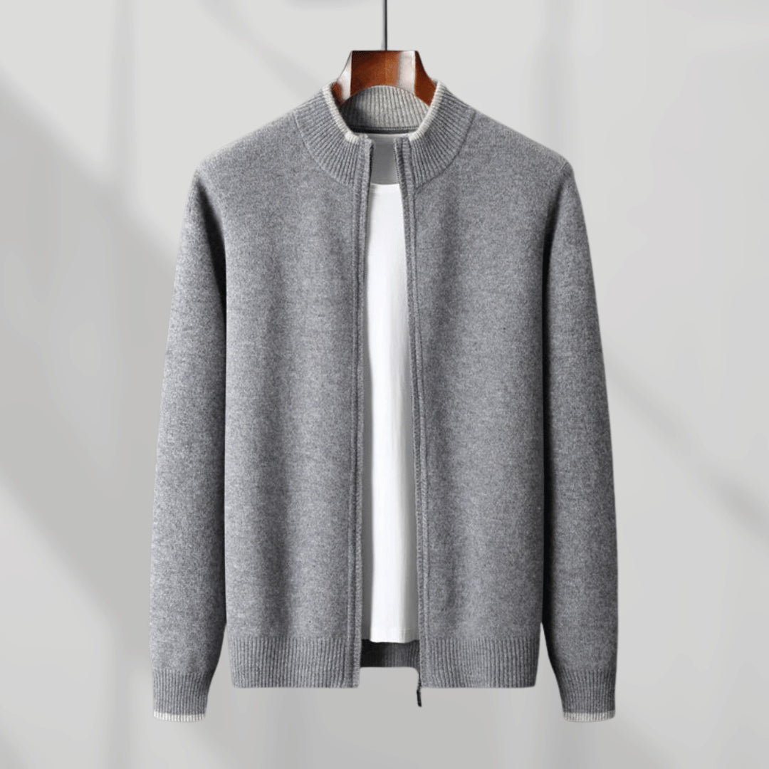 Men's Cashmere Zip Cardigan – Ashford Fine Knit Layer – view 4