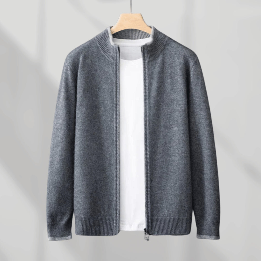 Men's Cashmere Zip Cardigan – Ashford Fine Knit Layer – view 7