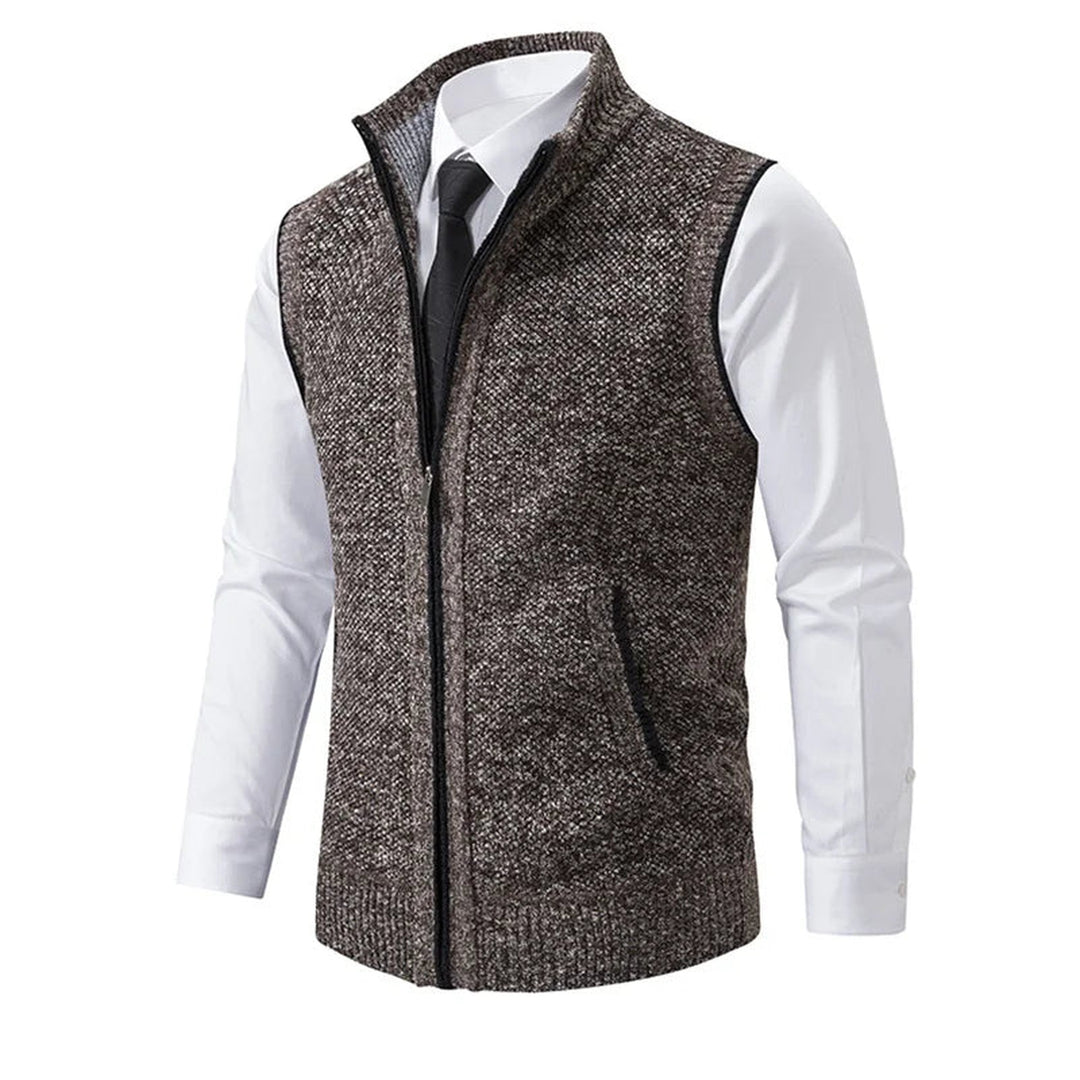 Men's Knitted Zip-Up Gilet – Funnel Neck Vest for Smart Layering – view 4