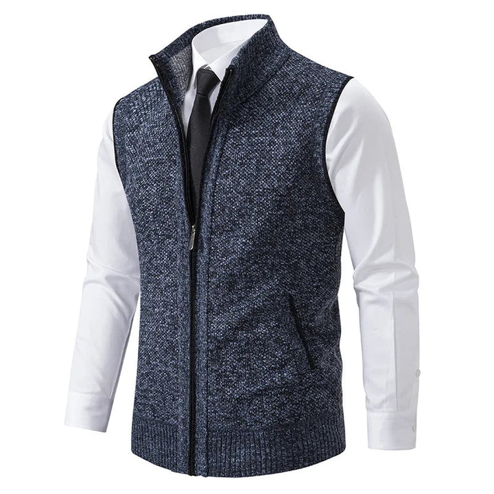 Men's Knitted Zip-Up Gilet – Funnel Neck Vest for Smart Layering – view 7