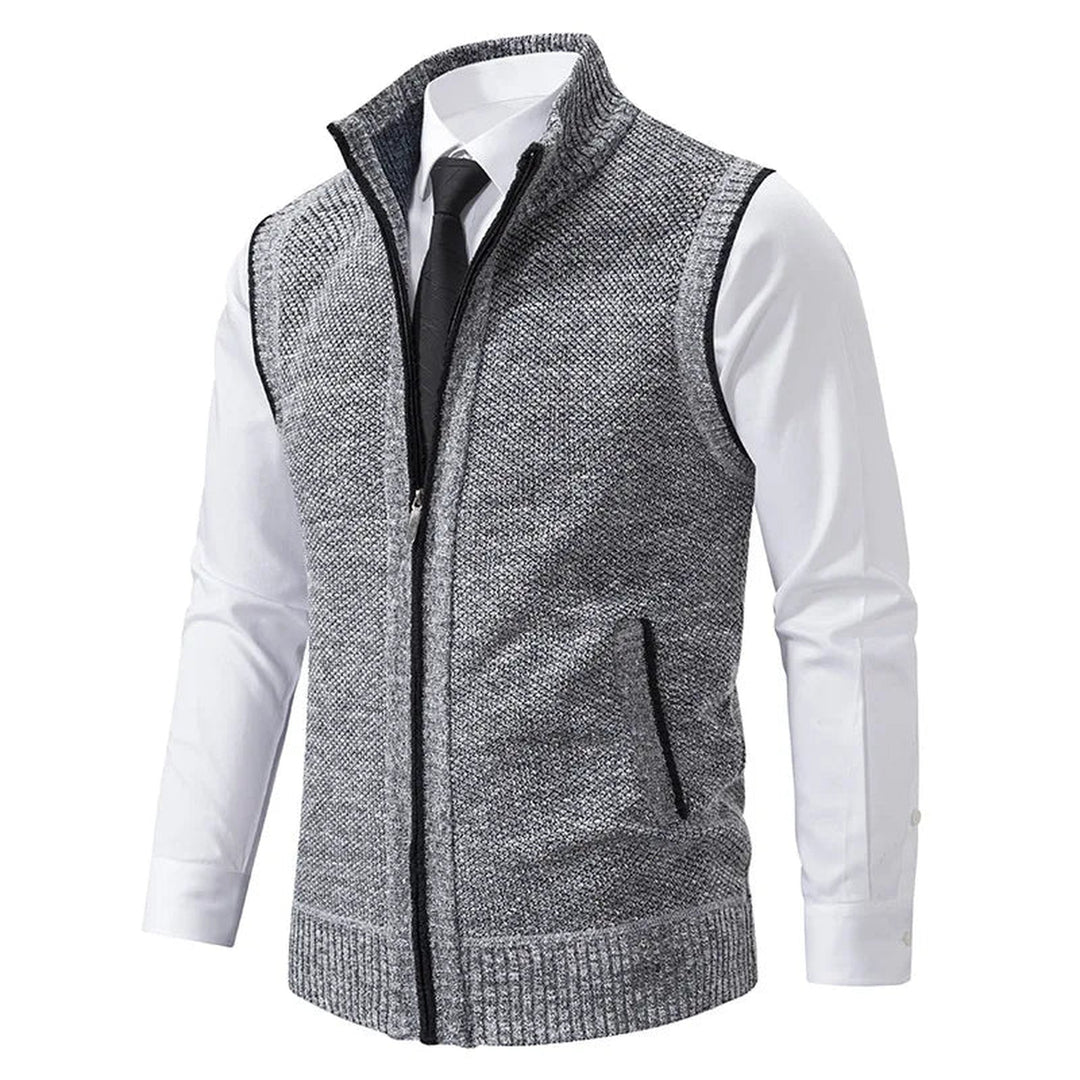 Men's Knitted Zip-Up Gilet – Funnel Neck Vest for Smart Layering – view 8