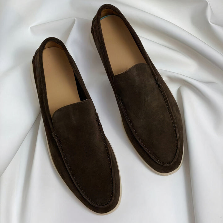 Men's Heritage Leather Loafers – Classic Slip-On Shoes – Navy