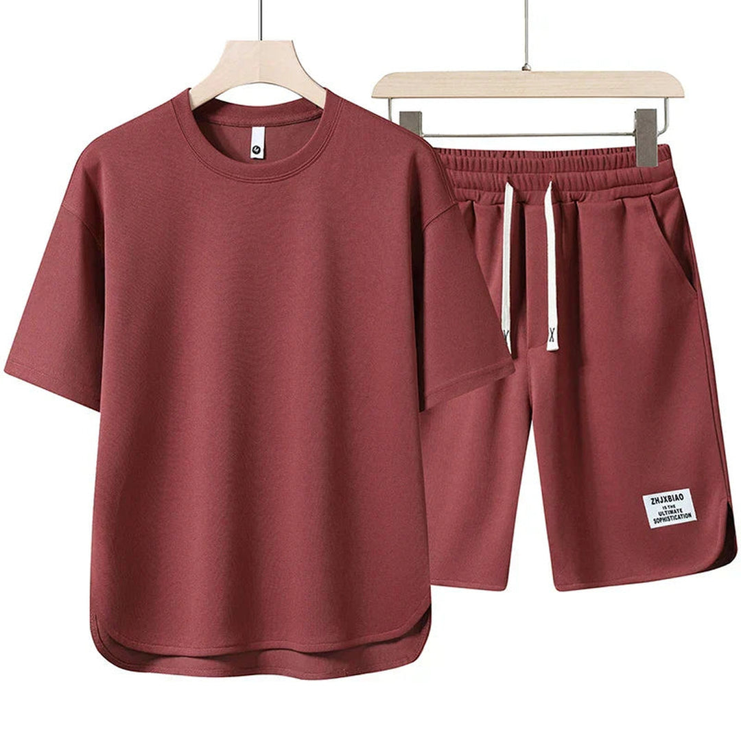 Men's Mesh Two-Piece Summer Set – Breathable Tee and Shorts – Black