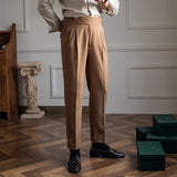 Men's Massimo Gurkha Trousers – High-Waist Tailored Pleated Fit
