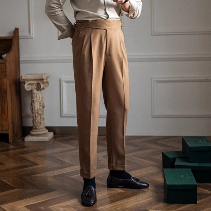 Men's Massimo Gurkha Trousers – High-Waist Tailored Pleated Fit – view 2