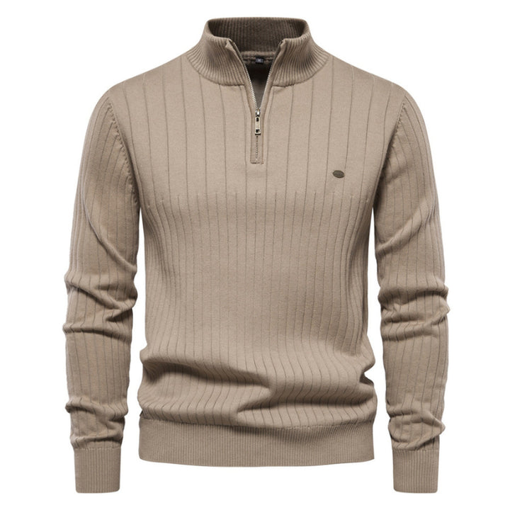 Men's Onyx Zip-Up Jumper – Tailored Knit Smart Casual Layer – Black