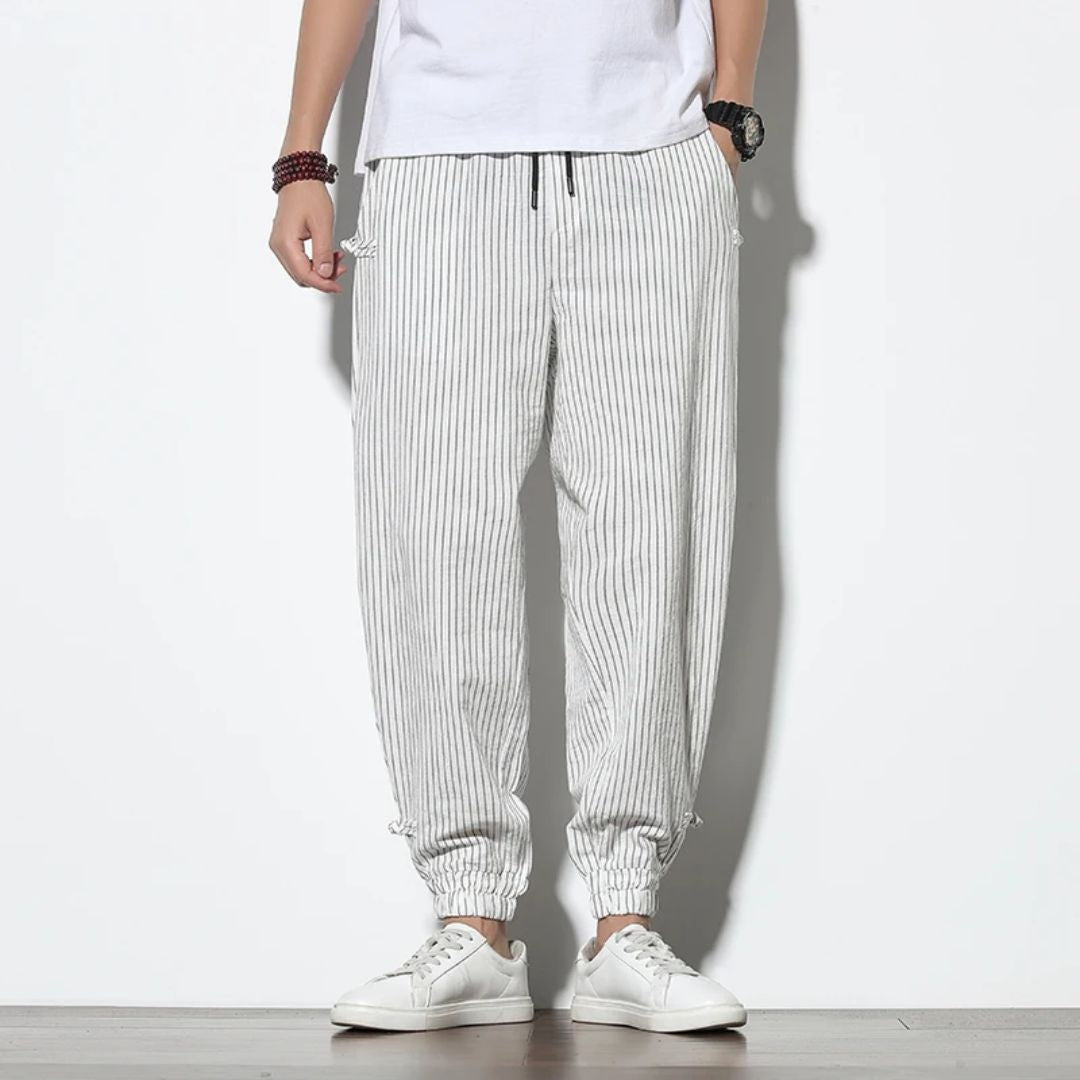 Men's Linen Blend Trousers – Amalfi Relaxed Drawstring Style – view 6