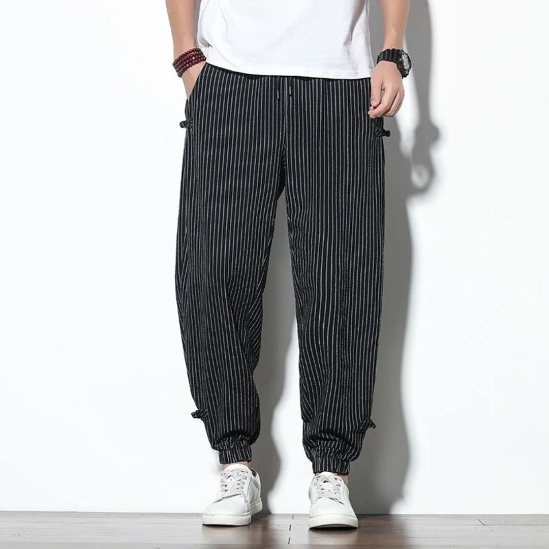 Men's Linen Blend Trousers – Amalfi Relaxed Drawstring Style – view 2