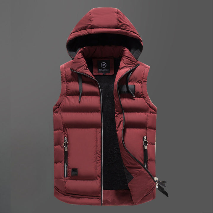 Men's Down-Filled Gilet – Porter Hooded Insulated Bodywarmer – Red