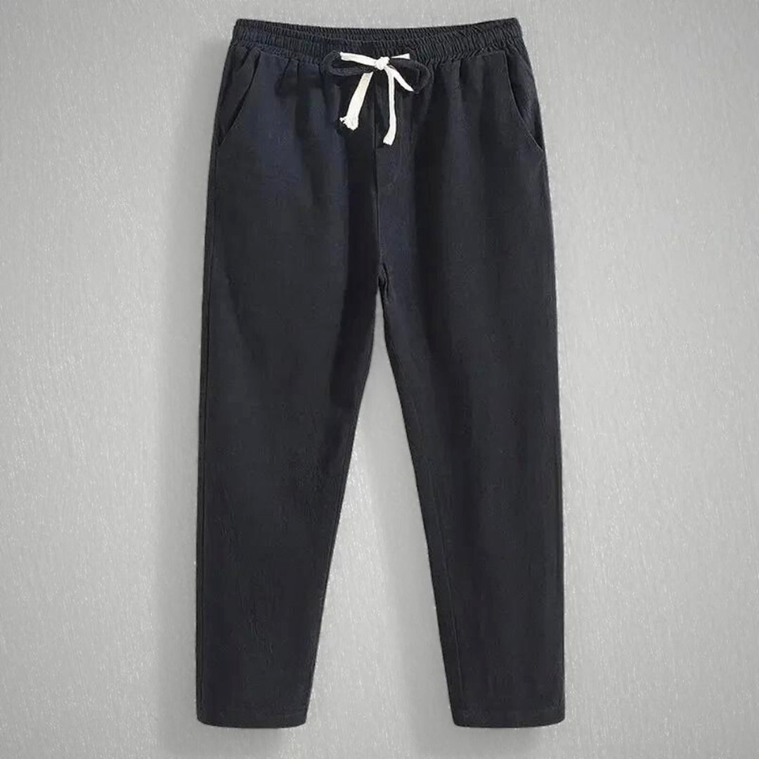 Men's Nara Linen Joggers – Relaxed Fit Breathable Summer Trousers – Black