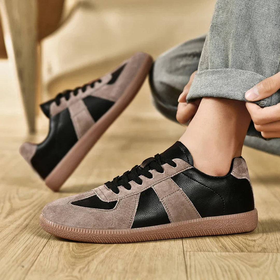 Men's Freedom 67 Vegan Leather Trainers – Suede-Trim Gum Sole – view 5