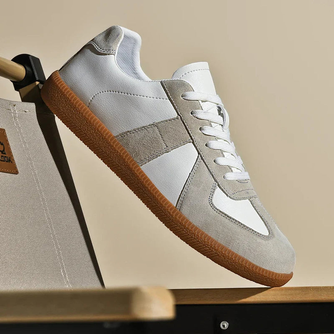 Men's Freedom 67 Vegan Leather Trainers – Suede-Trim Gum Sole – view 8