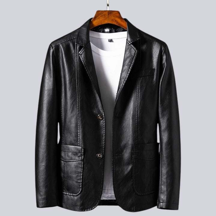 Men's Premium Leather Jacket – Cotton-Lined Everyday Classic – Black