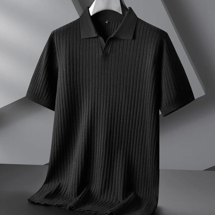 Men's Knitted Polo Shirt – Breathable Ribbed Summer Knit – view 8