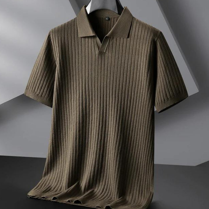 Men's Knitted Polo Shirt – Breathable Ribbed Summer Knit – view 3