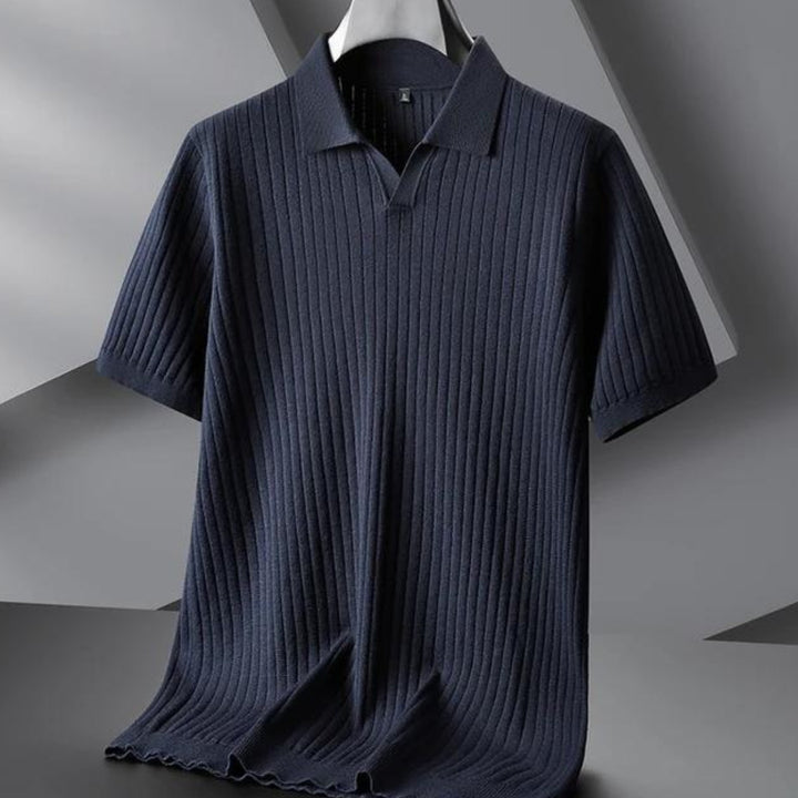 Men's Knitted Polo Shirt – Breathable Ribbed Summer Knit – view 11