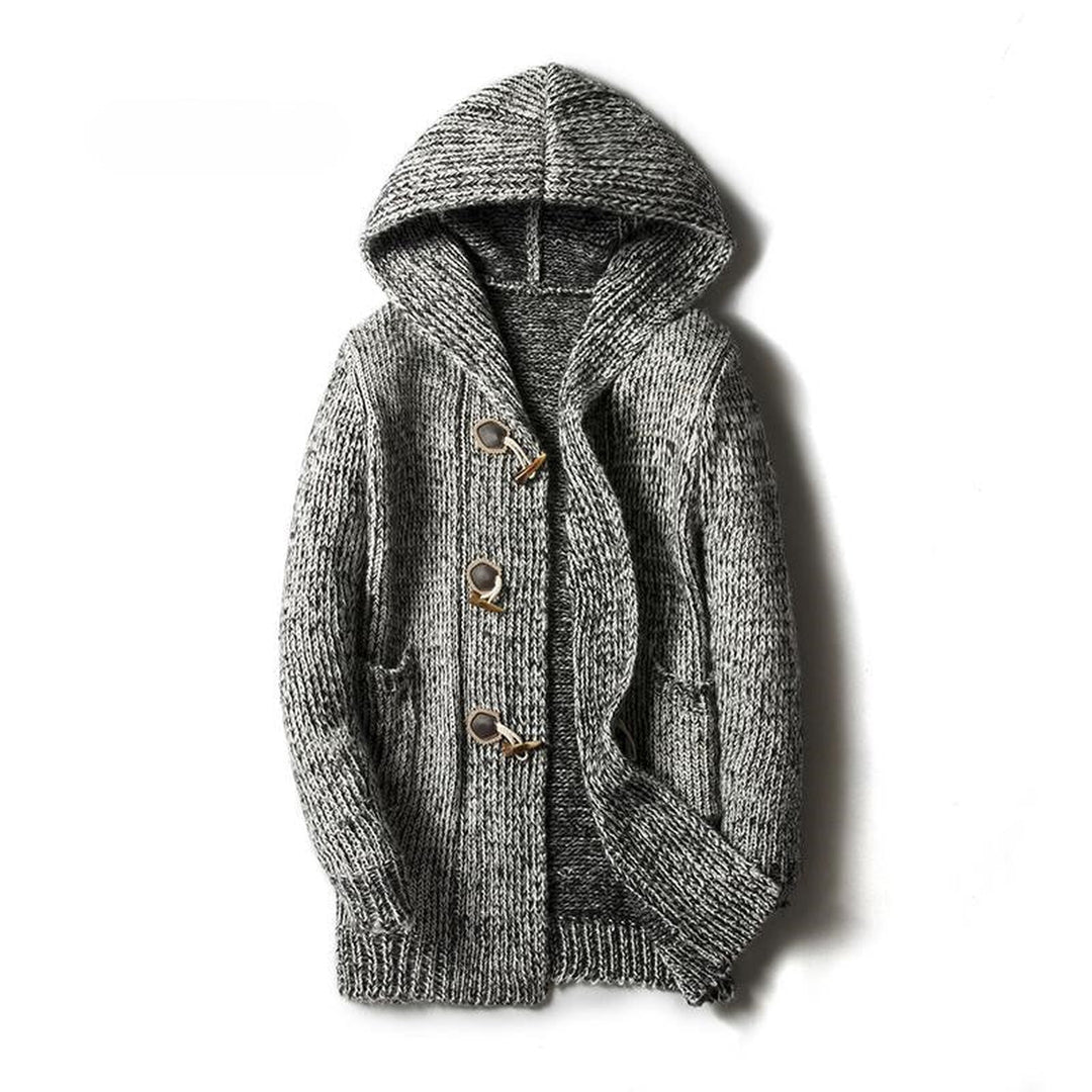Men's Chunky Knit Hooded Toggle Cardigan – Cosy Winter Layering – view 3
