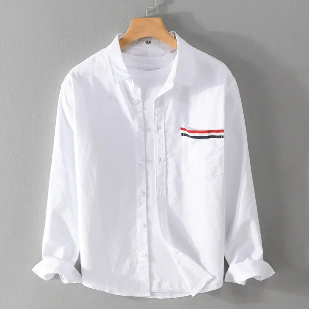 Men's Cotton Casual Shirt with Stripe Detail – Relaxed Weekend Fit – Sky Blue