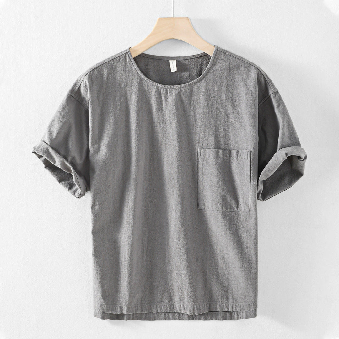 Men's Bordeaux Cotton T-Shirt – Relaxed Fit Everyday Essential – Light Grey