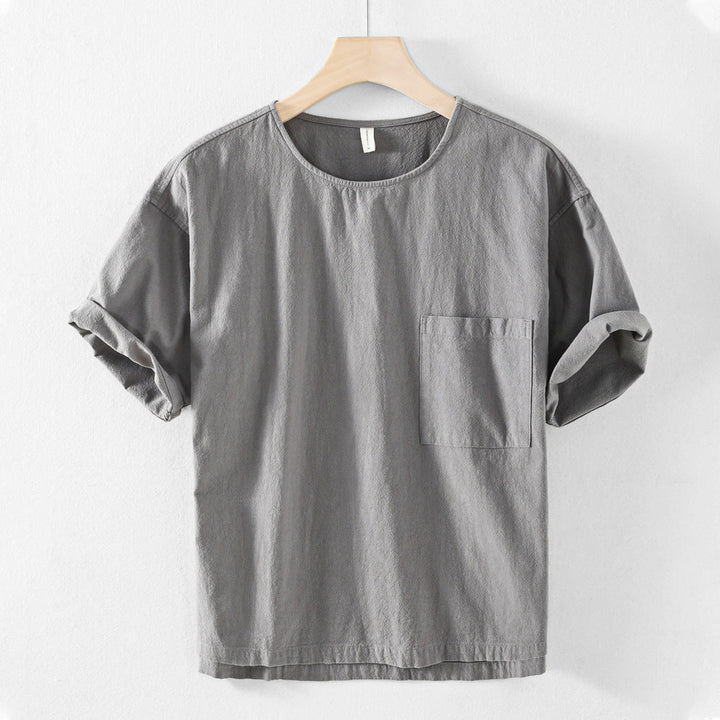 Men's Bordeaux Cotton T-Shirt – Relaxed Fit Everyday Essential – Light Grey