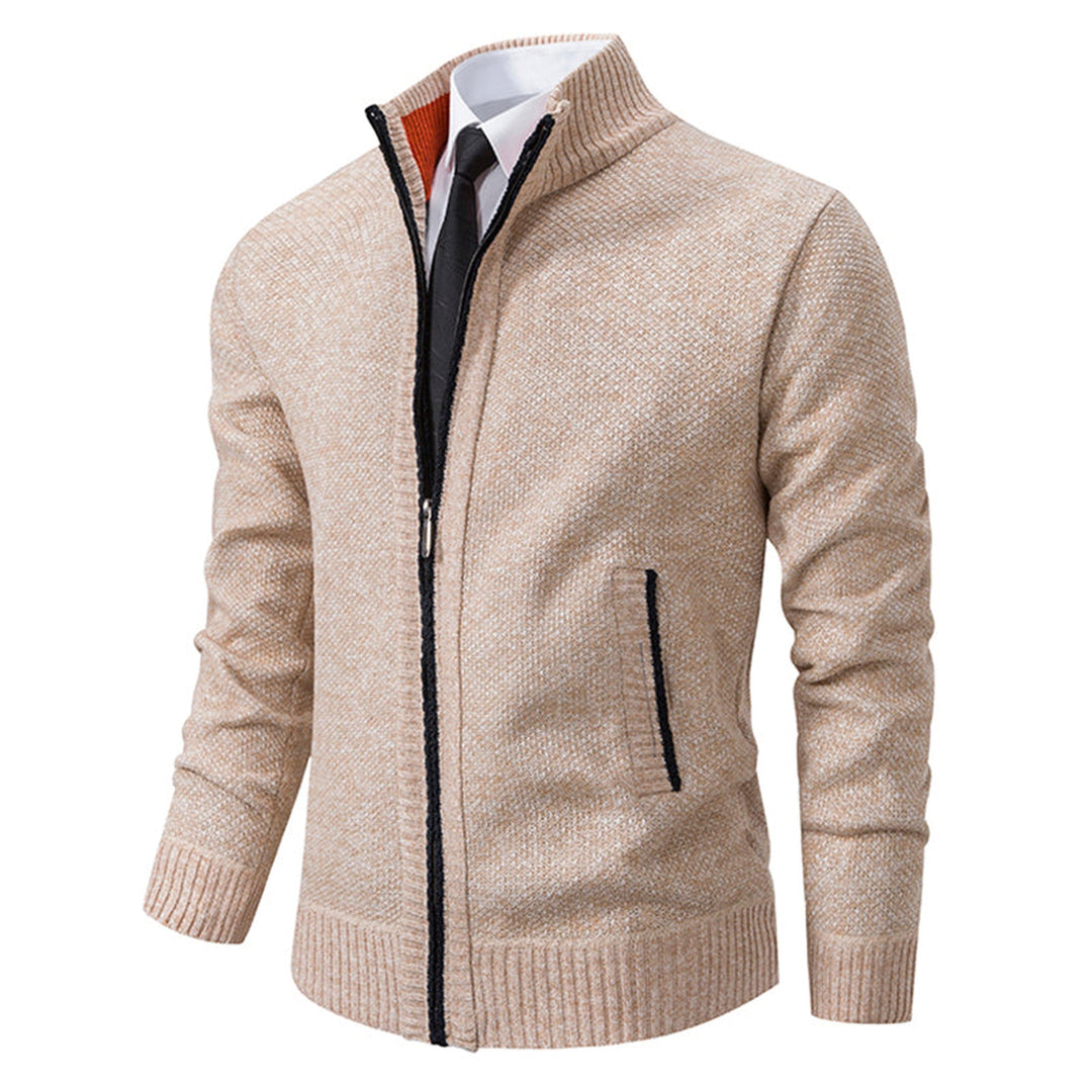 Men's Renzo Cotton-Blend Zip Jumper – Textured Knit Layering – view 3