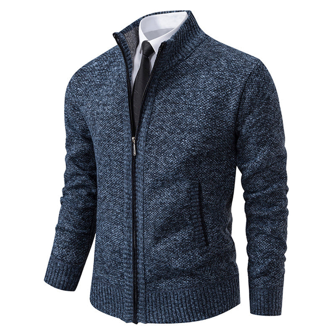 Men's Renzo Cotton-Blend Zip Jumper – Textured Knit Layering – view 5