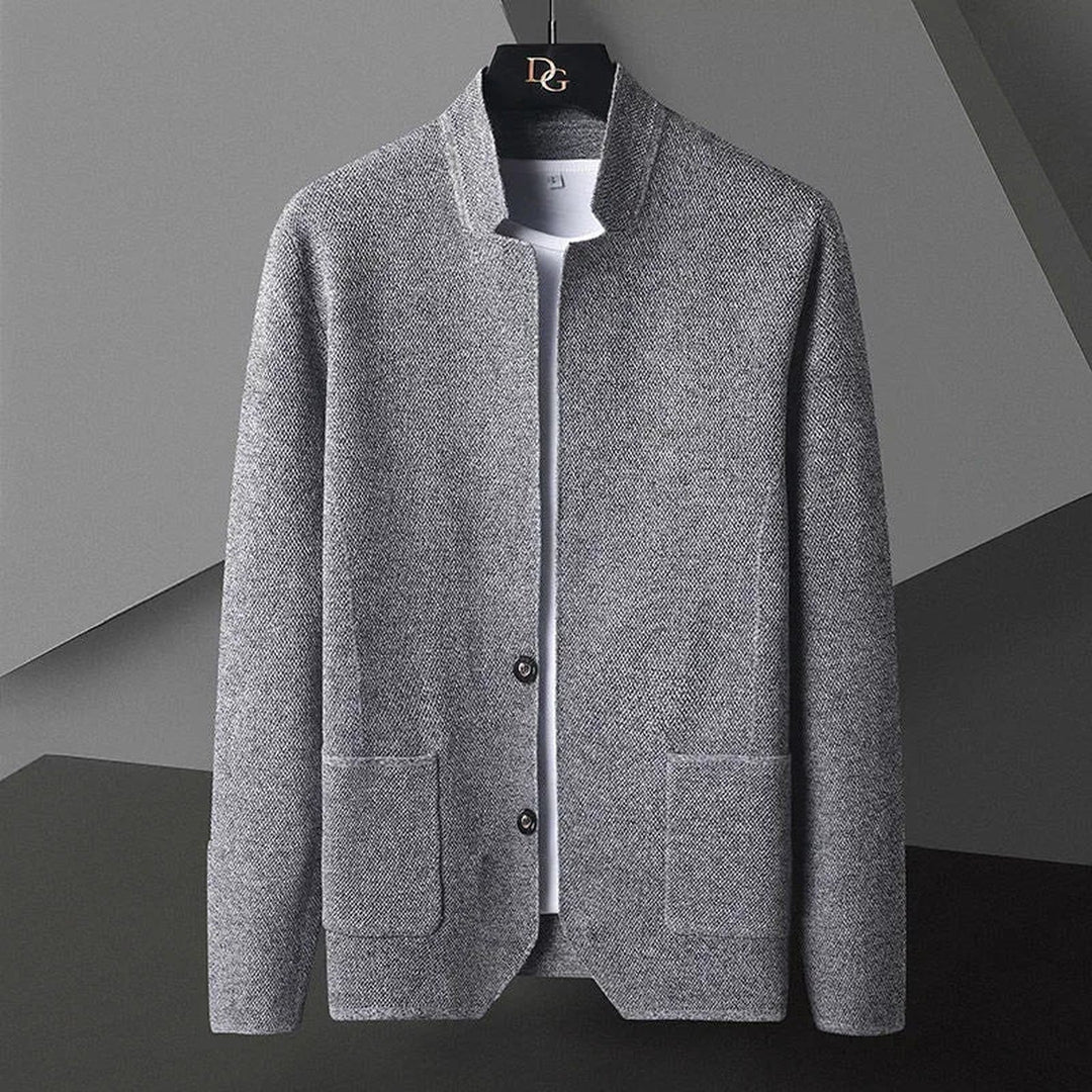 Men's Sterling Knit Cardigan – Stand Collar Two-Button Layer – view 2