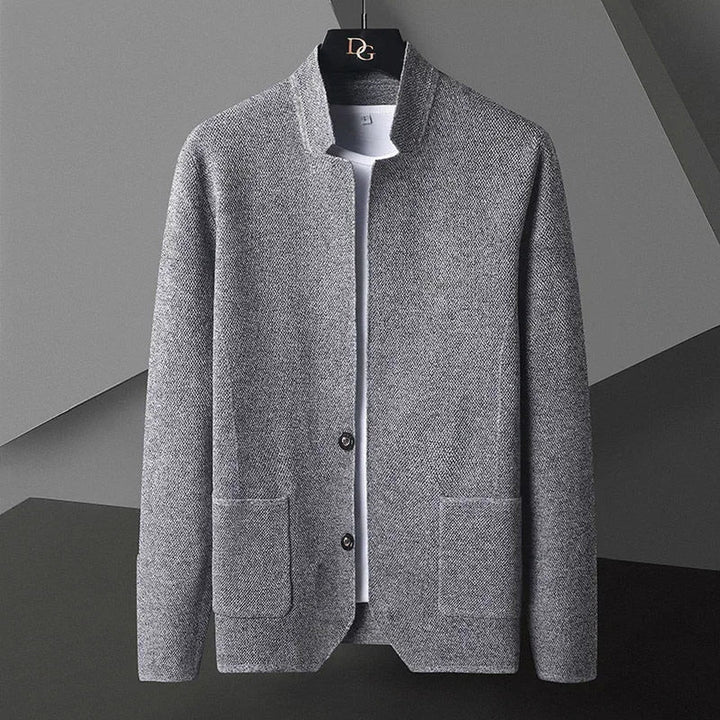 Men's Sterling Knit Cardigan – Stand Collar Two-Button Layer – view 2