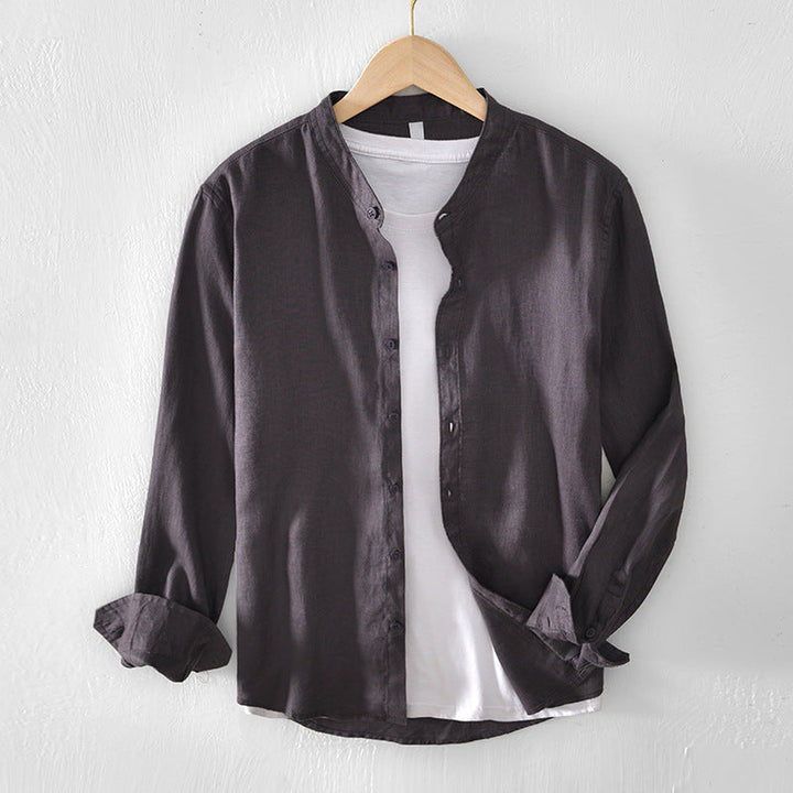 Men's Linen Blend Grandad Collar Shirt – Breathable Summer Wear – view 4