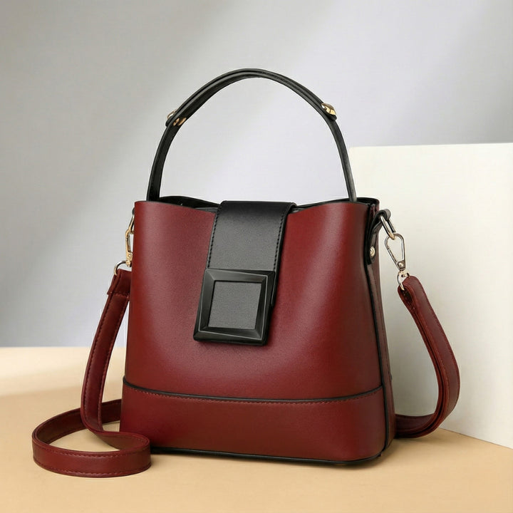 Women's Leather Crossbody Bag – Structured Top Handle Style – view 2